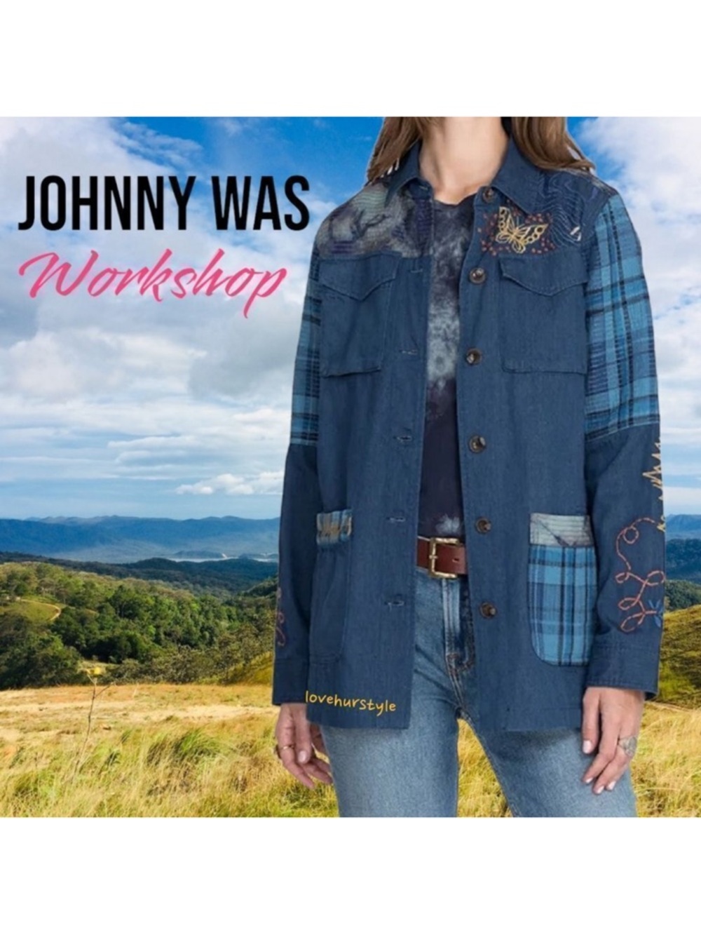 NWT JOHNNY WAS Moonlight Tie Dye Patchwork Military Jacket M